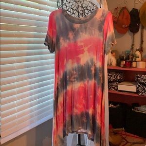 Pink and blue shift dress